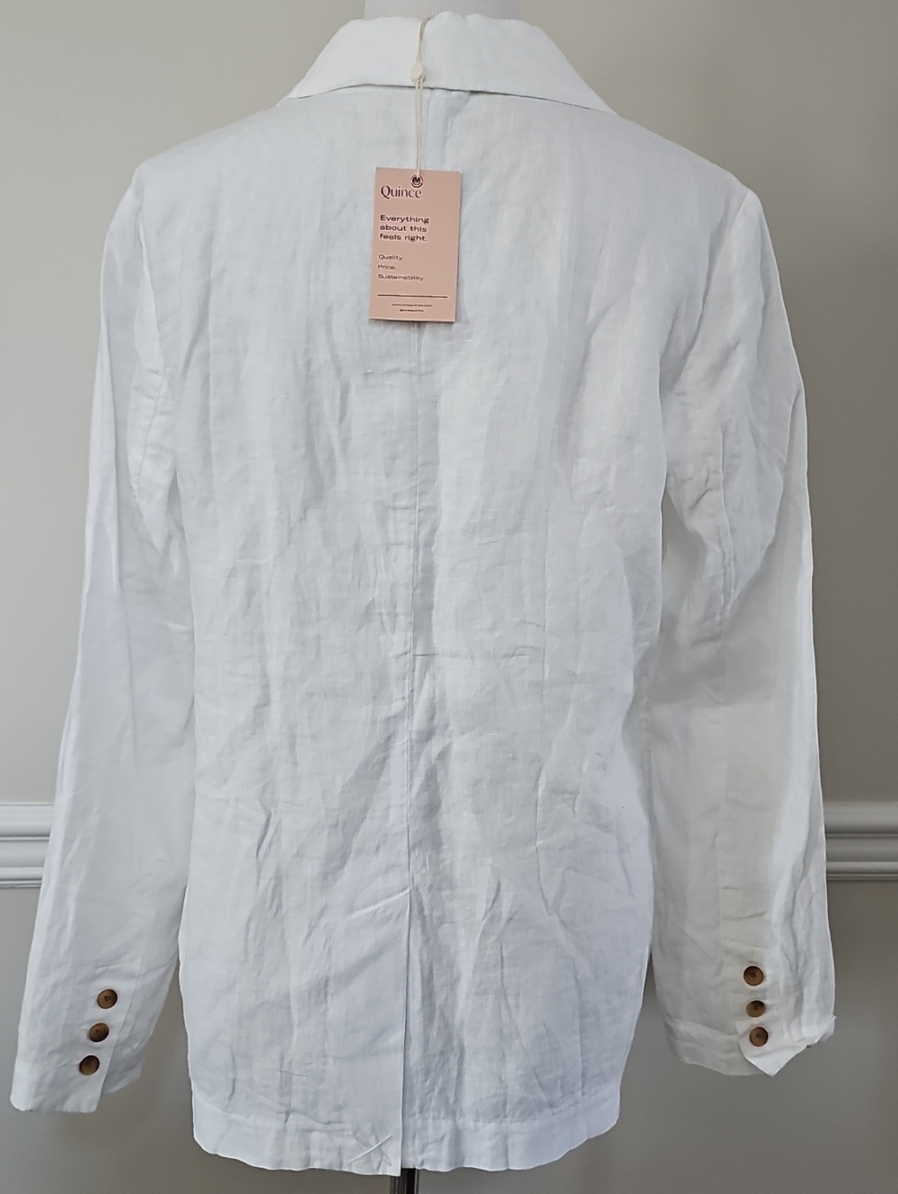 Quince 100% European Linen Blazer Women's White Linen, Sz M, NWT! - Picture 4 of 11